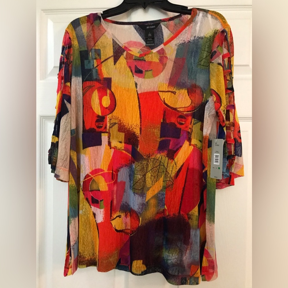 Ali Miles Multi-Colored Sheer Top